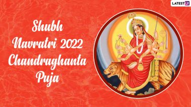Maa Chandraghanta Puja Images & Navratri 2022 HD Wallpapers For Free Download Online: Celebrate Third Day of Sharad Navratri by Sharing WhatsApp Messages and Quotes